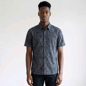 Ted Baker men's Size 6 (XXL) Blue Floral Resort Style Short Sleeve Button-down